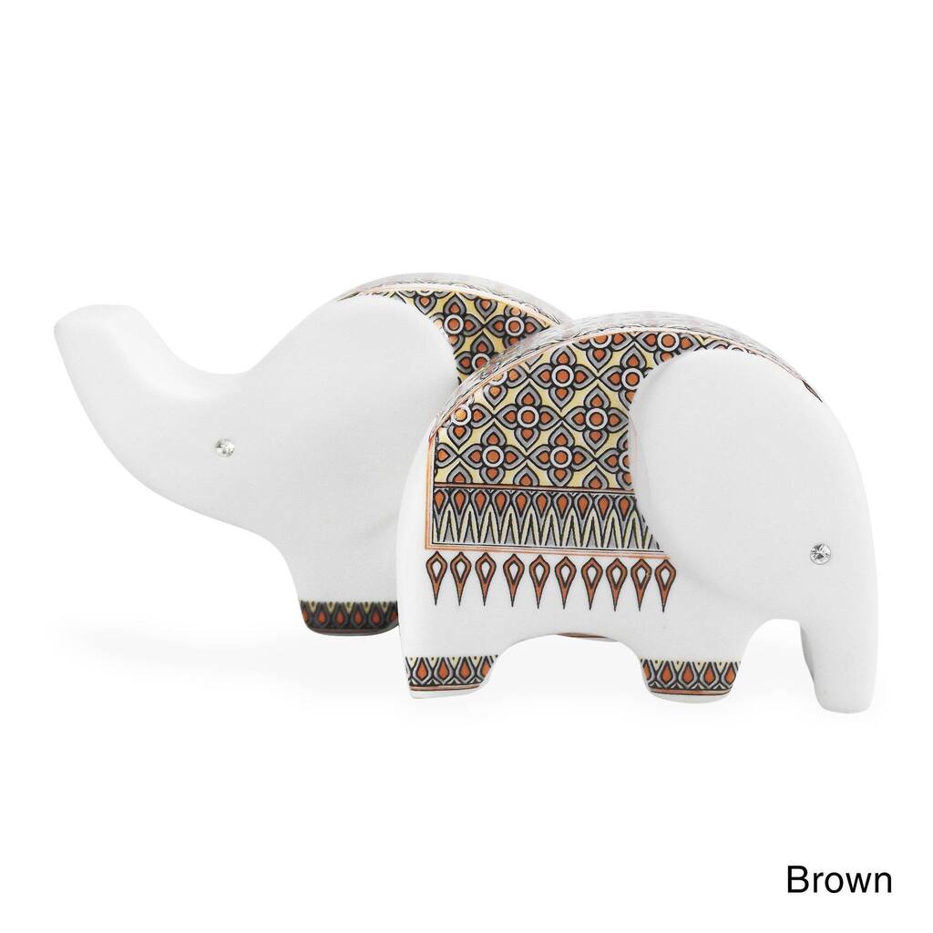 Handmade Elephant Ceramic Salt and Pepper Shaker Set (Thailand)