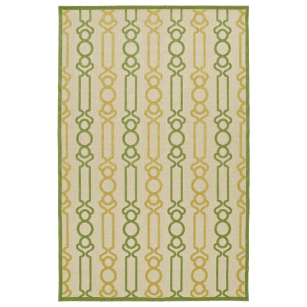 Indoor/Outdoor Luka Gold Damask Rug (21 x 40)