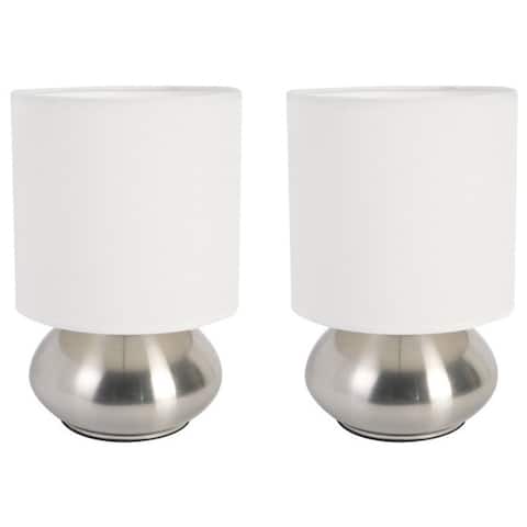 Porch & Den Roseman Mini Lamp with Touch Base and Fabric Shade (Set of 2)