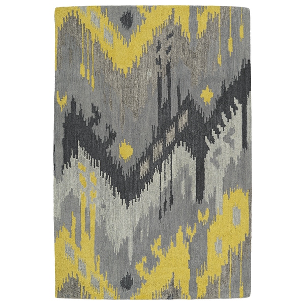 Manhattan HandTufted Grey Ikat Rug (5'0 x 7'6) Free Shipping Today