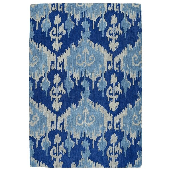 Manhattan Hand-Tufted Blue Ikat Rug - 5' x 7'6