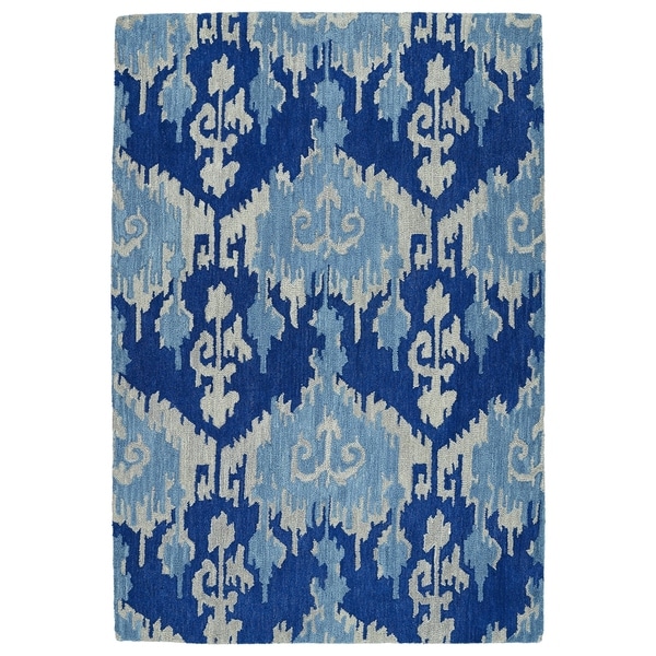 Manhattan Hand-Tufted Blue Ikat Rug (2'0 x 3'0) - 2' x 3'