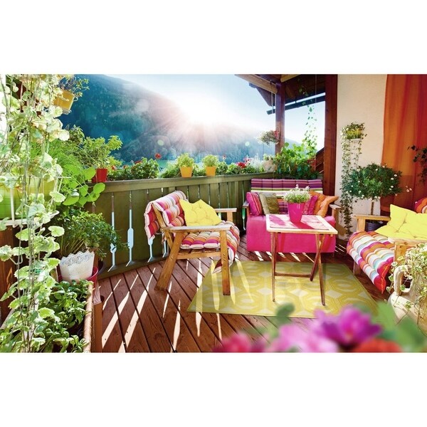 Indoor/Outdoor Luka Gold Geo Rug - 7'10" x 10'8"