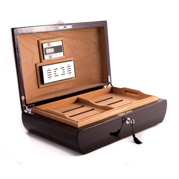 Bey Berk 'Francis' Ebony Wood Cigar Humidor