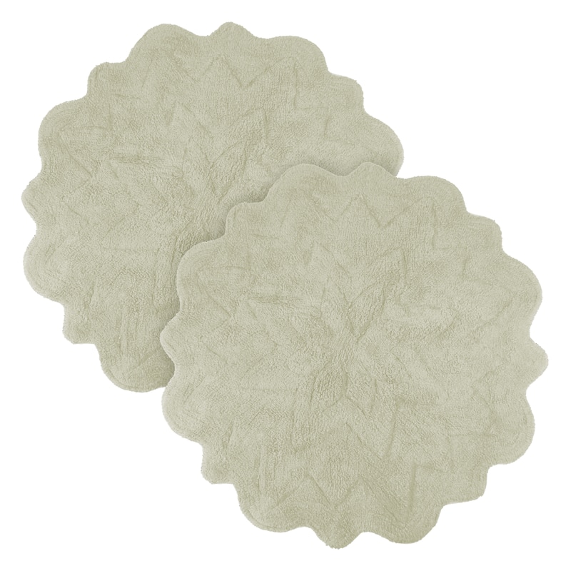 Sherry Kline Over Tufted Petals Bath Rug (Set of 2) - Taupe/White