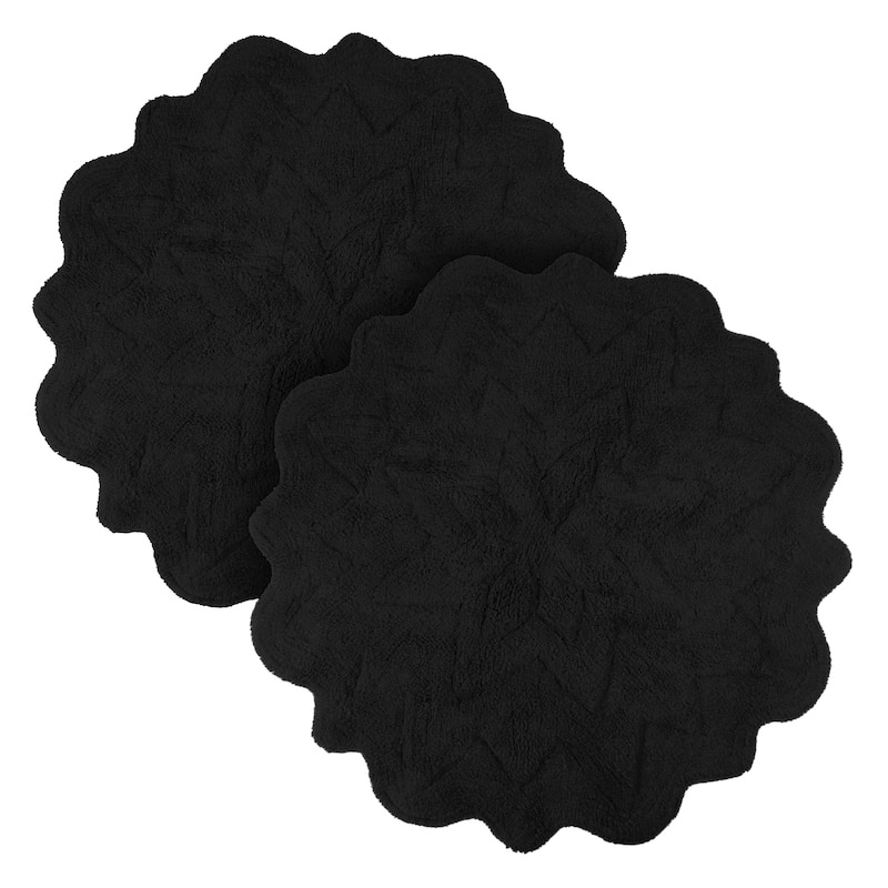 Sherry Kline Over Tufted Petals Bath Rug (Set of 2) - Black