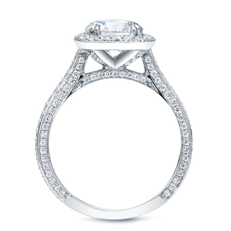 Auriya 18k Gold 3ctw Cushion-cut Halo Diamond Engagement Ring Certified (H-I, VS1-VS2)