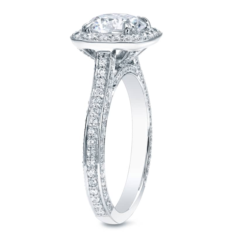 Auriya 18k Gold 3ctw Cushion-cut Halo Diamond Engagement Ring Certified (H-I, VS1-VS2)
