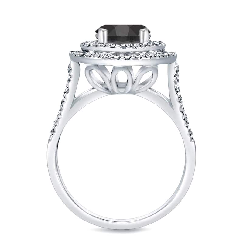 Auriya 14k Gold 2ctw Black Diamond Halo Engagement Ring