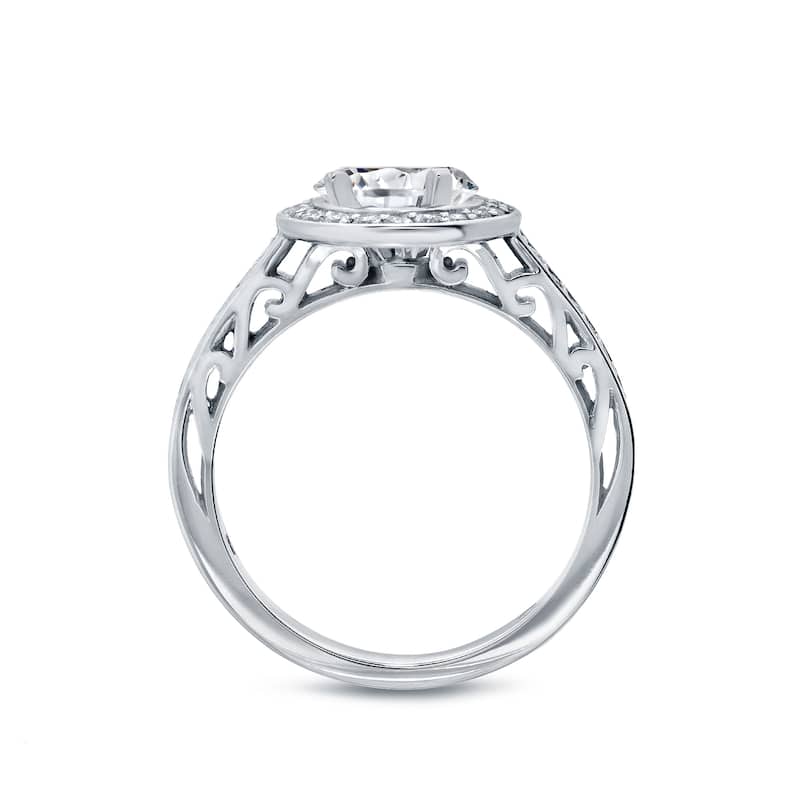 Auriya 14k Gold 1 3/4ctw Halo Diamond Engagement Ring Bridal Set