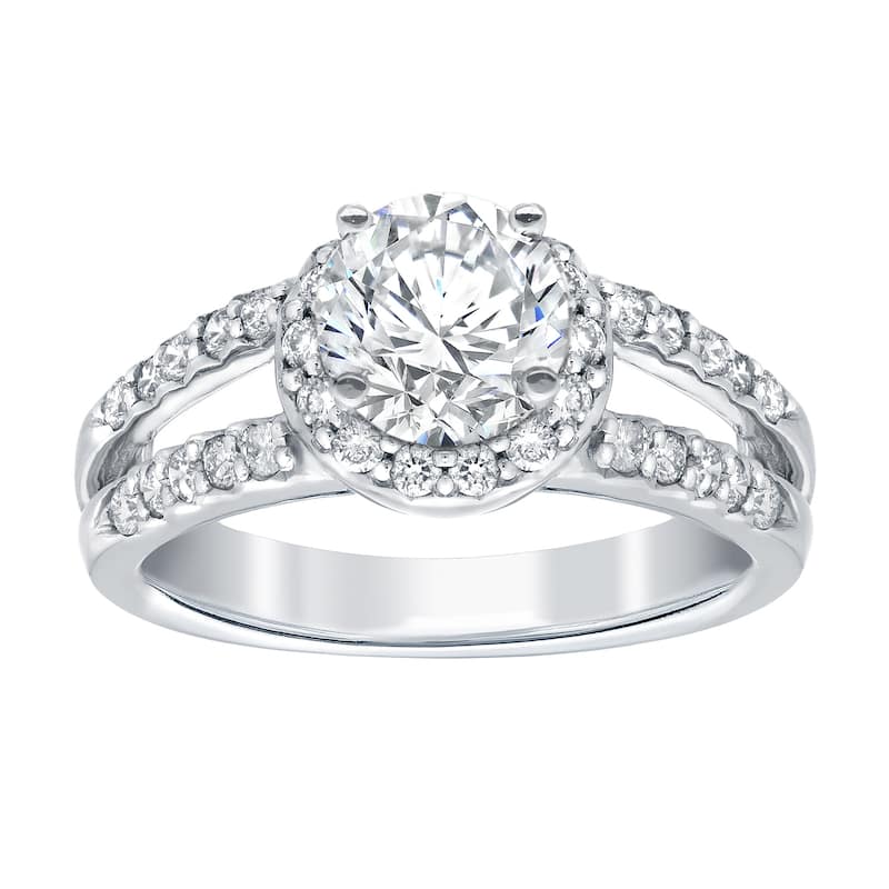 Auriya 14k Gold 1 1/2ctw Modern Split Halo Diamond Engagement Ring