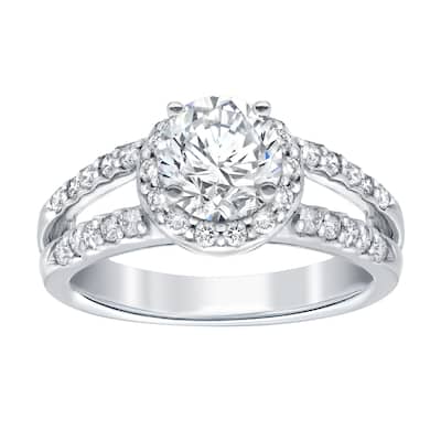 Auriya 14k Gold 1 1/2ctw Modern Split Halo Diamond Engagement Ring
