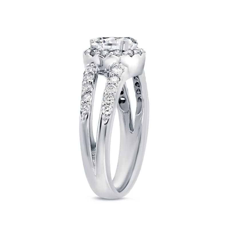 Auriya 14k Gold 1 1/2ctw Modern Split Halo Diamond Engagement Ring