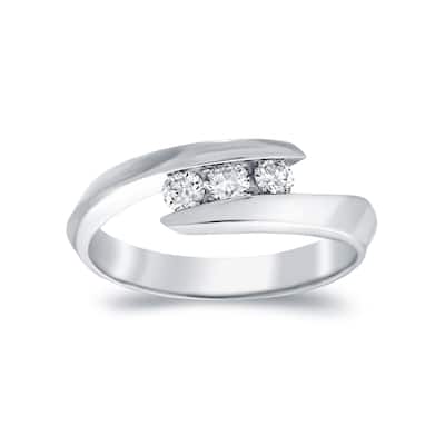 Auriya Modern 3-Stone Bypass 1/4ct TDW Diamond Ring 14k Gold