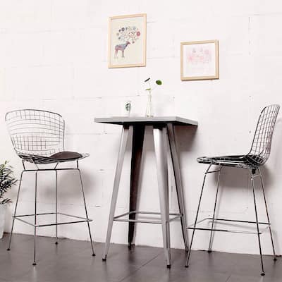 Carbon Loft Flossie Chrome Wire Counter Stool with Faux Leather Interchangeable Seat Pads