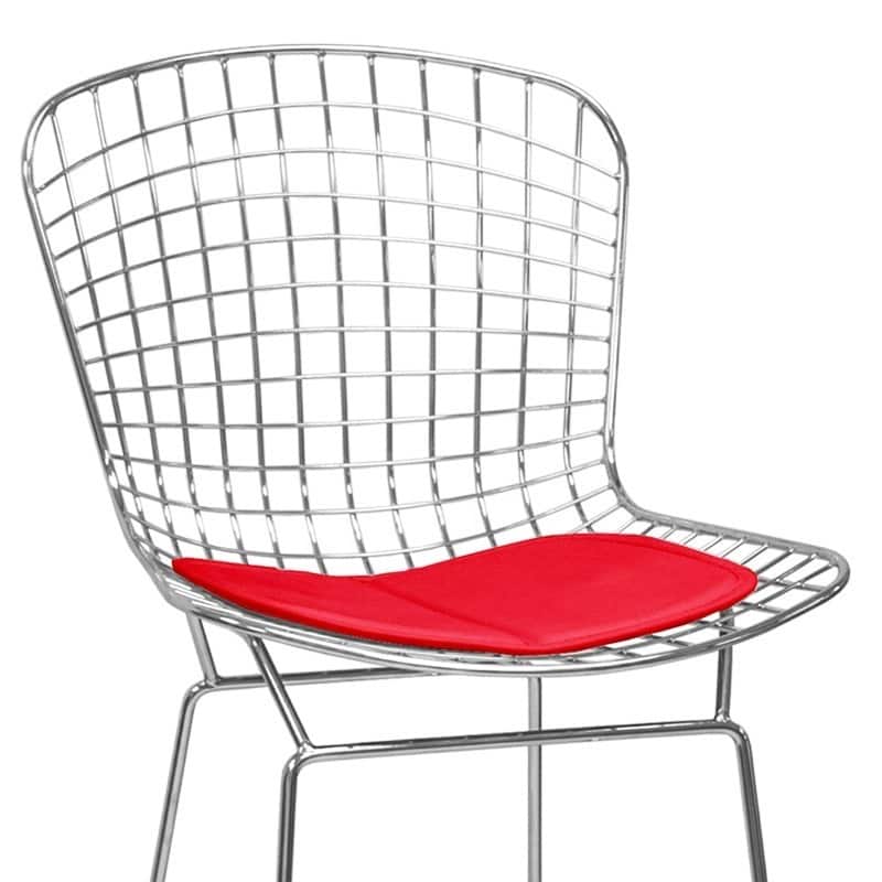 Carbon Loft Flossie Chrome Wire Counter Stool with Faux Leather Interchangeable Seat Pads
