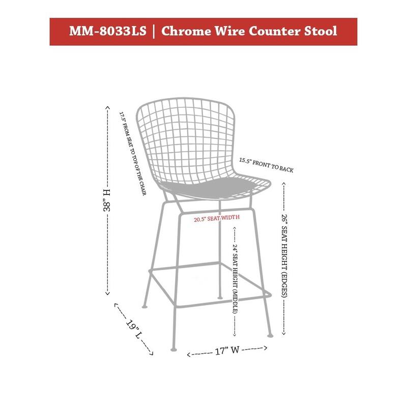 Carbon Loft Flossie Chrome Wire Counter Stool with Faux Leather Interchangeable Seat Pads