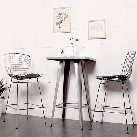 Carbon Loft Flossie Chrome Wire Counter Stool with Faux Leather Interchangeable Seat Pads