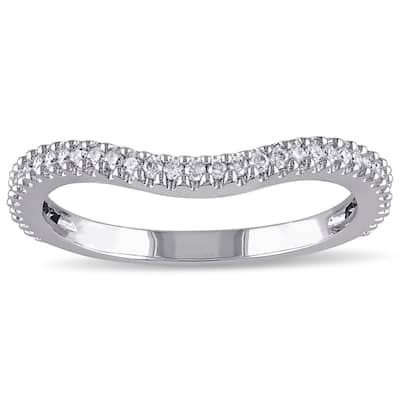 Miadora 14k White Gold 1/5ct TDW Diamond Contour Wedding Band