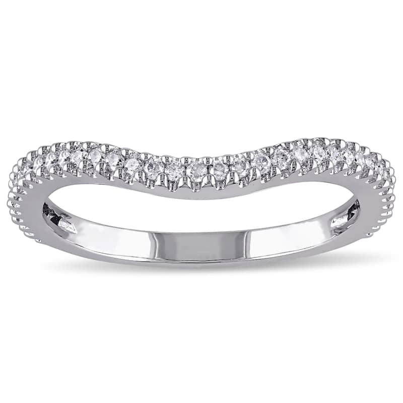 Miadora 14k White Gold 1/5ct TDW Diamond Contour Wedding Band