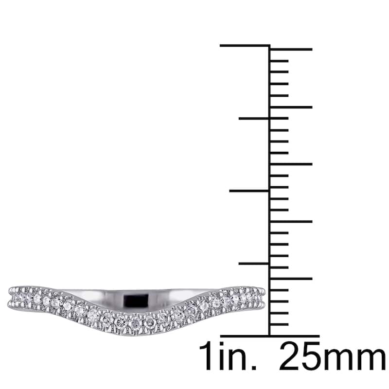 Miadora 14k White Gold 1/5ct TDW Diamond Contour Wedding Band