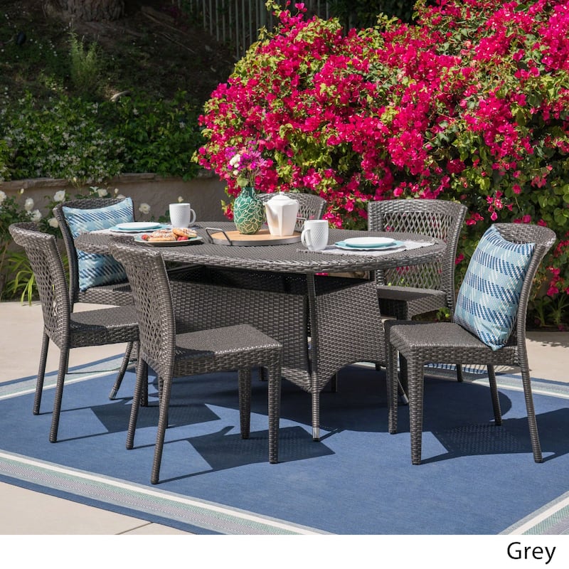 Barnes Outdoor 7-piece Wicker Dining Set by Christopher Knight Home