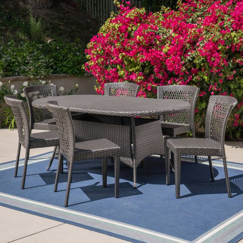 Barnes Outdoor 7-piece Wicker Dining Set by Christopher Knight Home