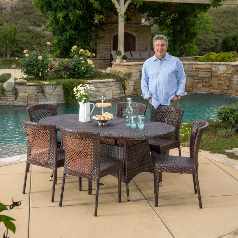Barnes Outdoor 7-piece Wicker Dining Set by Christopher Knight Home