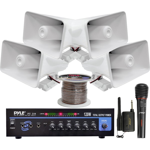 Shop Pyle KTHSP330 120W PA Amplifier System with 4 Horn Speakers