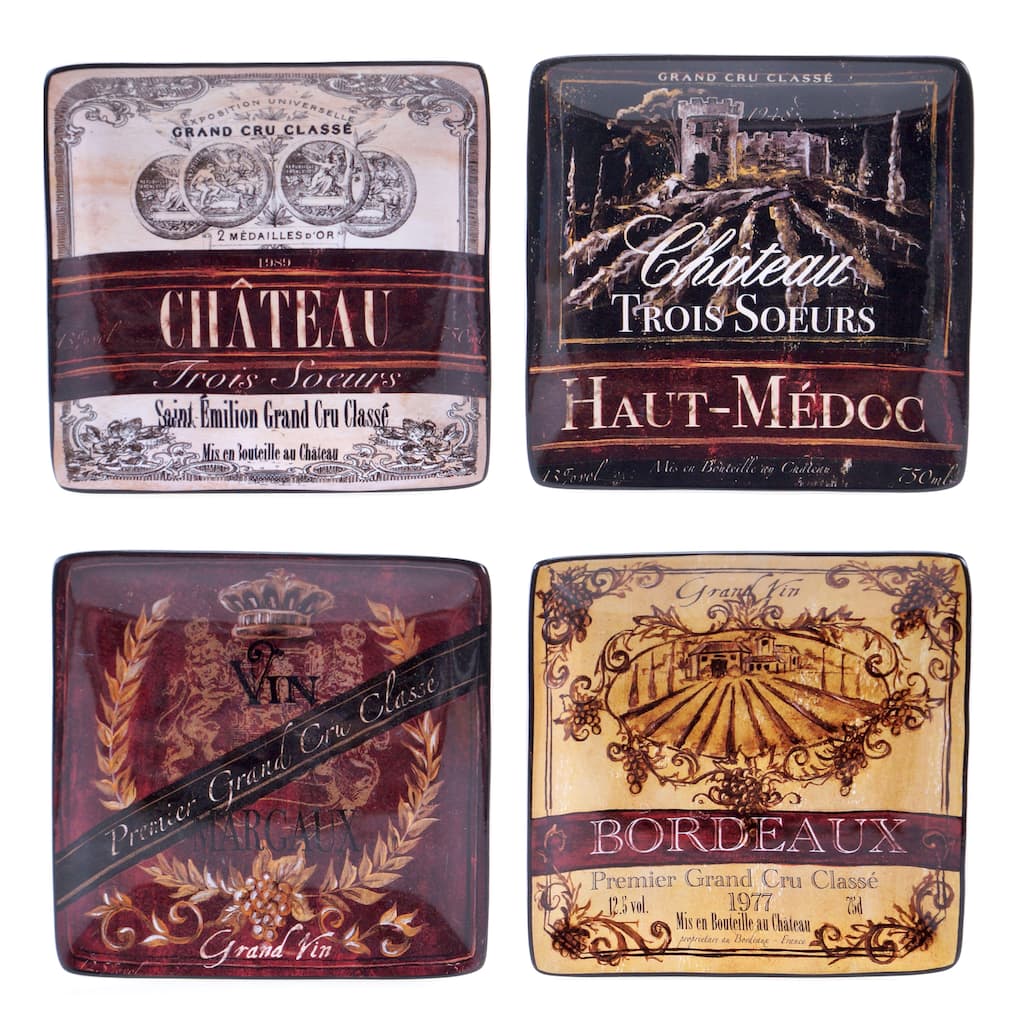 Certified International Grand Vin 6-inch Canape Plates (Set of 4) Assorted Designs