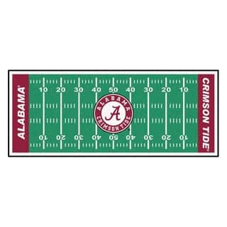 Alabama Crimson Tide Rugs Area For Less Find Great Home Fanmats Machine Made University Of Alabama Green Nylon Football Field Runner 2 5