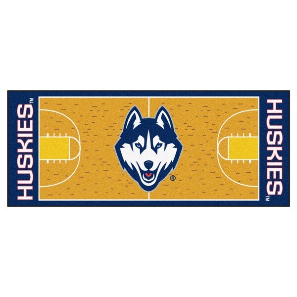 Fanmats Machine-made University of Connecticut Gold Nylon Basketball Court Runner (2'5 x 6')