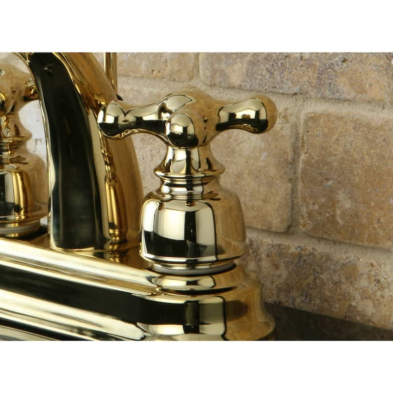 Kingston Brass Classic Polished Brass Double-handle Bathroom Faucet - Yellow - Solid Cross Handle