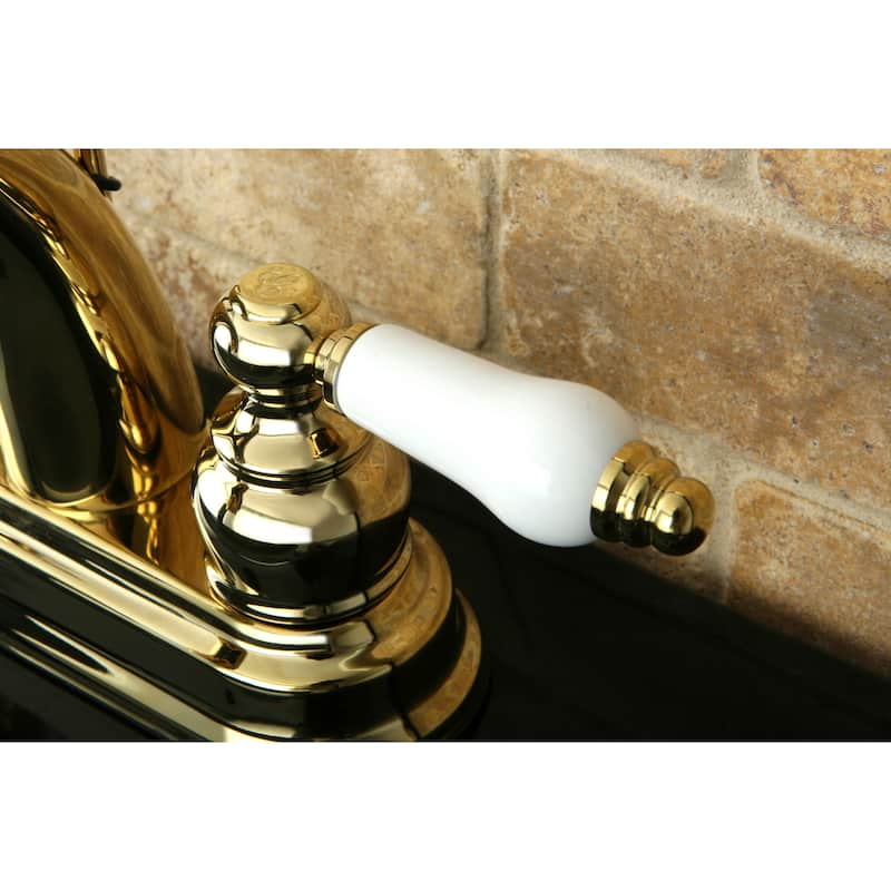 Kingston Brass Classic Polished Brass Double-handle Bathroom Faucet - Yellow - Porcelain Lever Handle