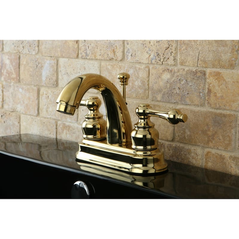 Kingston Brass Classic Polished Brass Double-handle Bathroom Faucet - Yellow - Solid Lever Handle