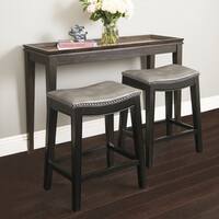 Abbyson Rivoli Grey Leather Nailhead Trim Counter Stool