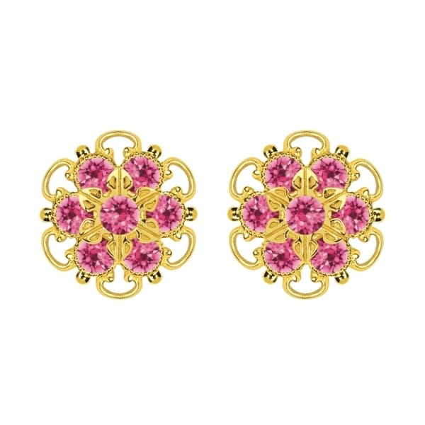 Lucia Costin Gold Over Silver Pink Crystal Stud Earrings  