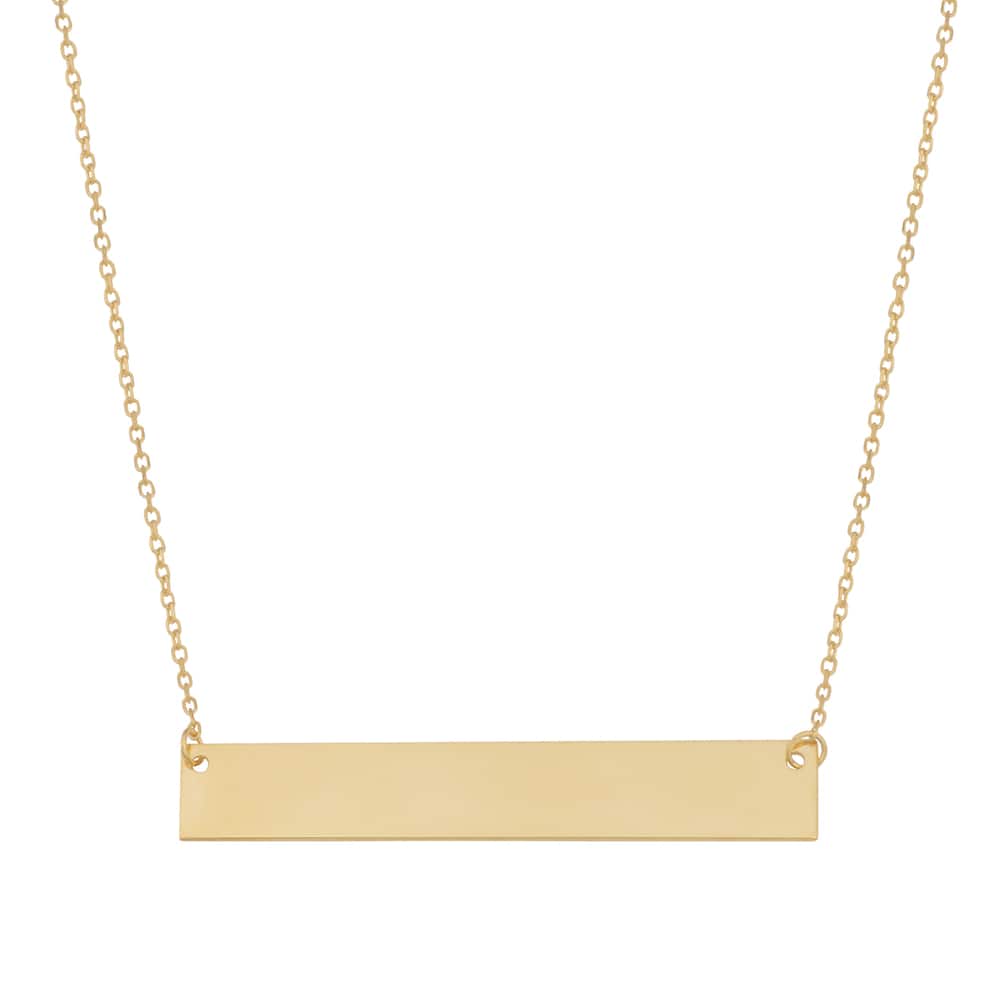 10k or 14k Gold Engraveable Bar Cable Chain Necklace (18 inch)
