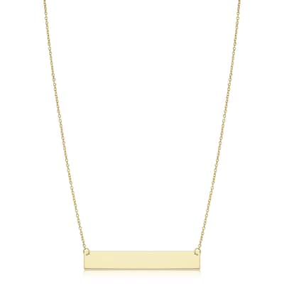 10k or 14k Gold Engraveable Bar Cable Chain Necklace (18 inch)