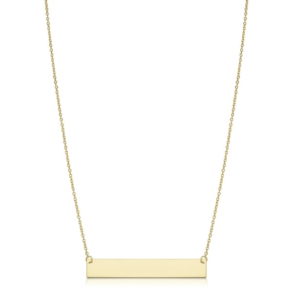 10k or 14k Gold Engraveable Bar Cable Chain Necklace (18 inch)