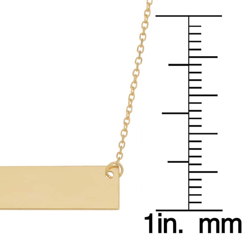 10k or 14k Gold Engraveable Bar Cable Chain Necklace (18 inch)