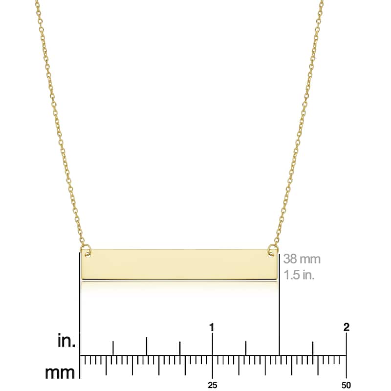 10k or 14k Gold Engraveable Bar Cable Chain Necklace (18 inch)