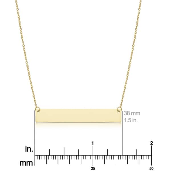 dimension image slide 1 of 4, 10k or 14k Gold Engraveable Bar Cable Chain Necklace (18 inch)