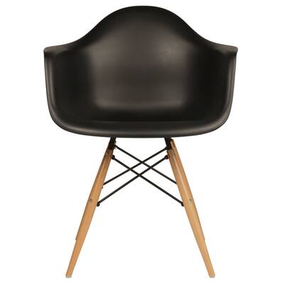 Handmade Retro Molded Plastic Wood Eiffel Legs Black Armchair (China)