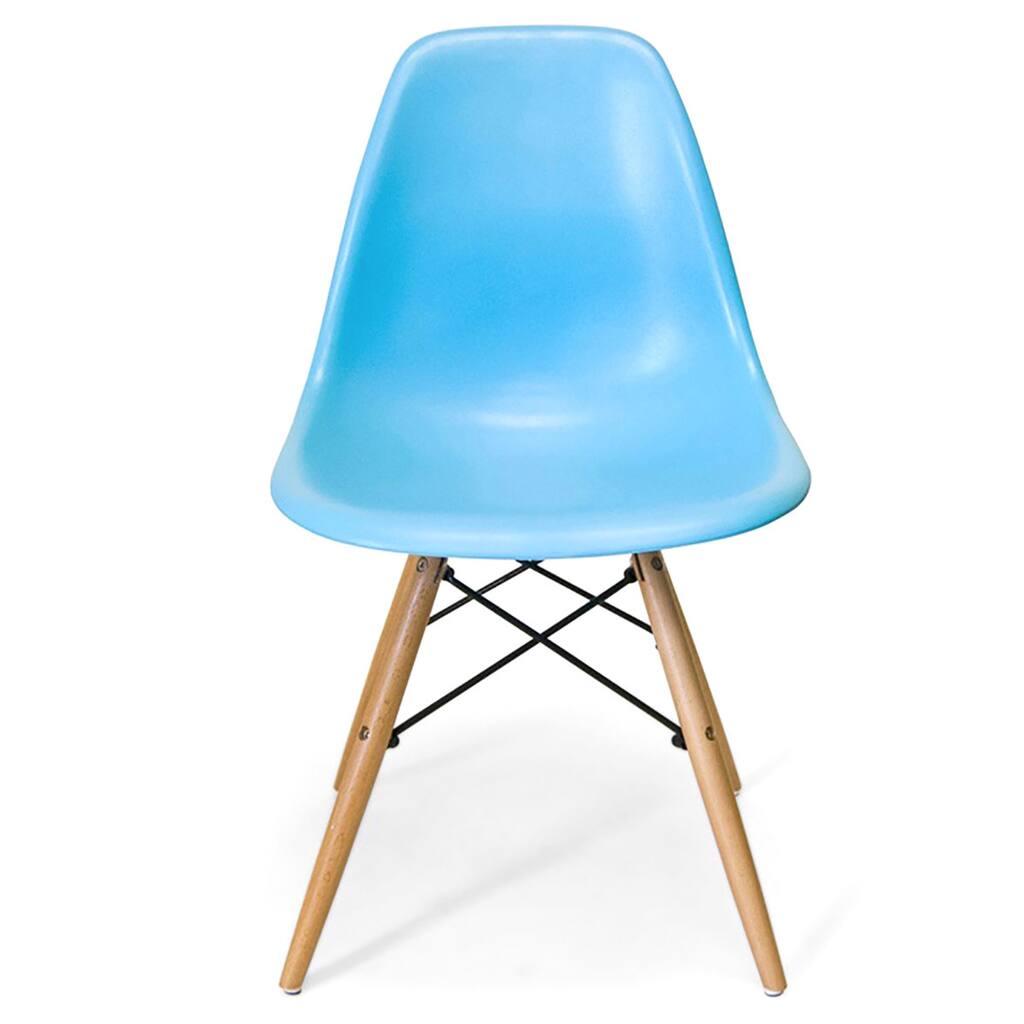 Handmade Retro Molded Plastic Wood Eiffel Legs Blue Dining Chair (China)