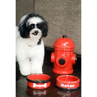 AKC Red Fire Hydrant 4 Piece Bowl and Jar Set   17258710  
