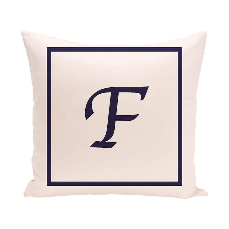 16 x 16-inch Monogram Print Decorative Pillow - F