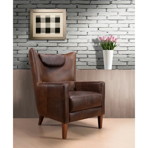 Shop Weinstein Vintage Brown Leather Chair Free Shipping Today