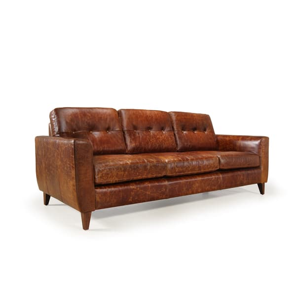 Austin Vintage Brown Leather 3 Seat Sofa 10120048 Austin Vintage Brown Leather 3