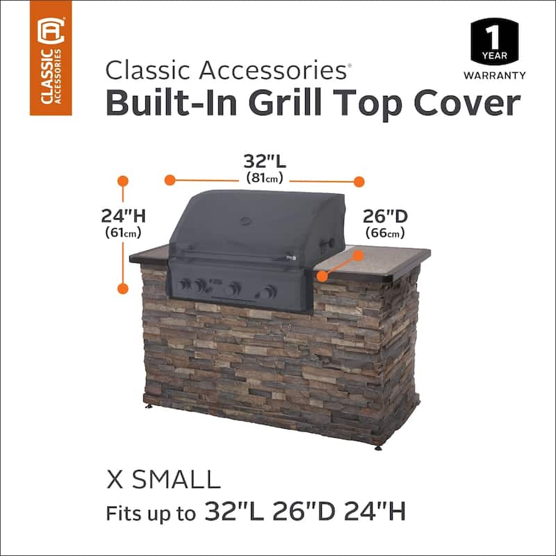 Classic Accessories Black Cover for Built-In Grills - Grills 32"L x 26"D x 24"H